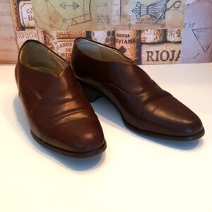 Vintage Italian Leather Vera Gomma SIMARD Red Brown Loafer Shoes (EU 37.5)